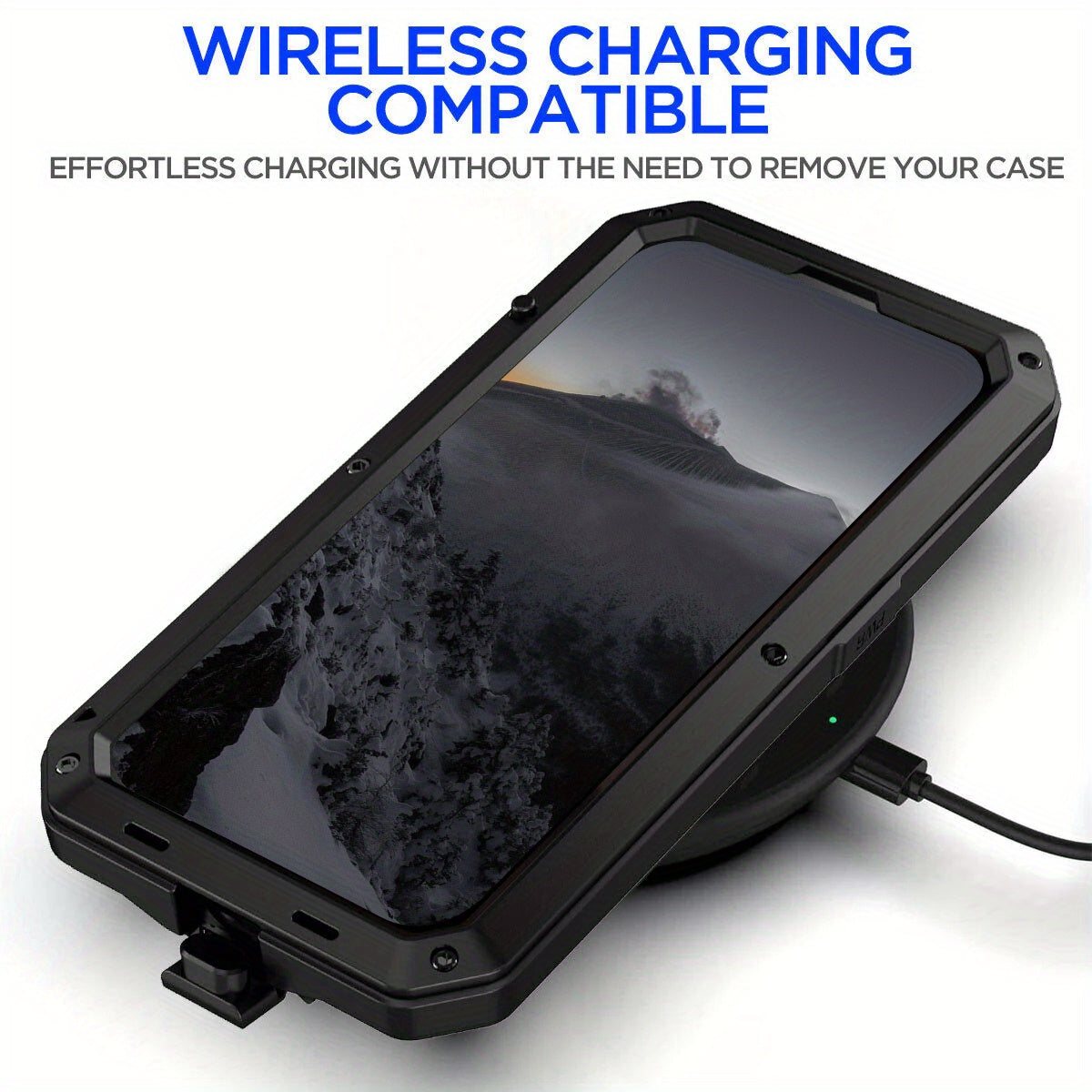 Metal Case, Heavy Duty Shockproof Tough Rugged Case with Built-in Glass Screen Protector, 360 Full Body DustProof Protective Cover for iPhone 15/14/13/12/11 Pro Max/15 Plus/14 Plus/12 Mini/13 Mini/XR/XS Max/X/XS/SE 2022/SE 20