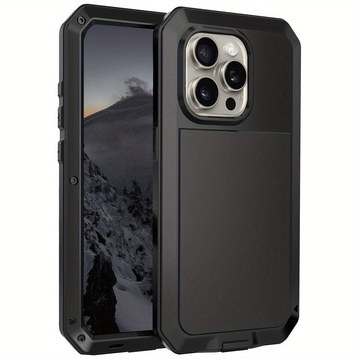 Metal Case, Heavy Duty Shockproof Tough Rugged Case with Built-in Glass Screen Protector, 360 Full Body DustProof Protective Cover for iPhone 15/14/13/12/11 Pro Max/15 Plus/14 Plus/12 Mini/13 Mini/XR/XS Max/X/XS/SE 2022/SE 20