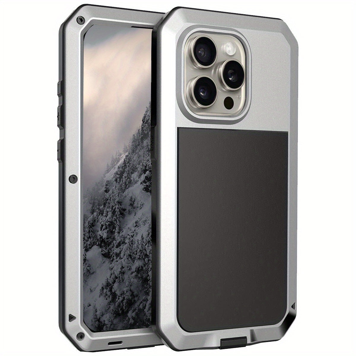 Metal Case, Heavy Duty Shockproof Tough Rugged Case with Built-in Glass Screen Protector, 360 Full Body DustProof Protective Cover for iPhone 15/14/13/12/11 Pro Max/15 Plus/14 Plus/12 Mini/13 Mini/XR/XS Max/X/XS/SE 2022/SE 20