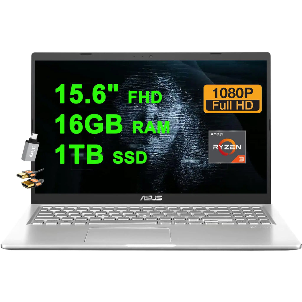 ASUS VivoBook 15 Business Laptop 15.6" FHD Anti-Glare AMD Ryzen 3 3250U 16GB RAM 1TB SSD USB-C VGA Camera SonicMaster Win11 w/ICP Accessory